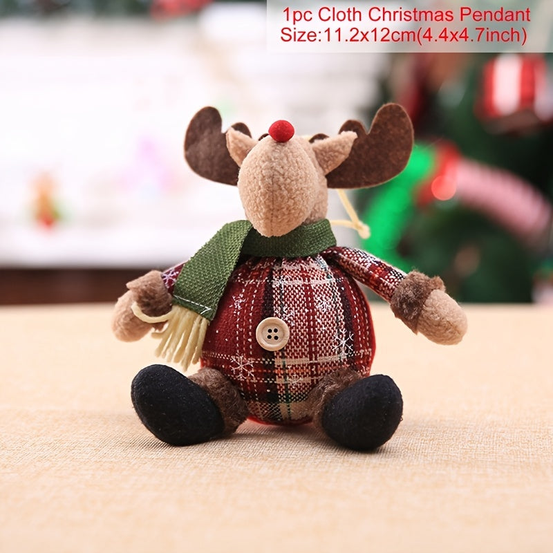Adorno de peluche de Papá Noel y reno para Navidad, decoración para árbol navideño