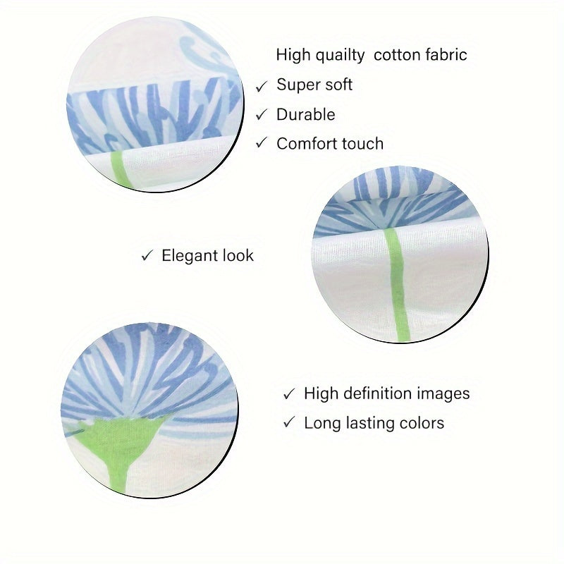 Funda de almohada de algodón con patrones de flores y cuadros, transpirable 144TC