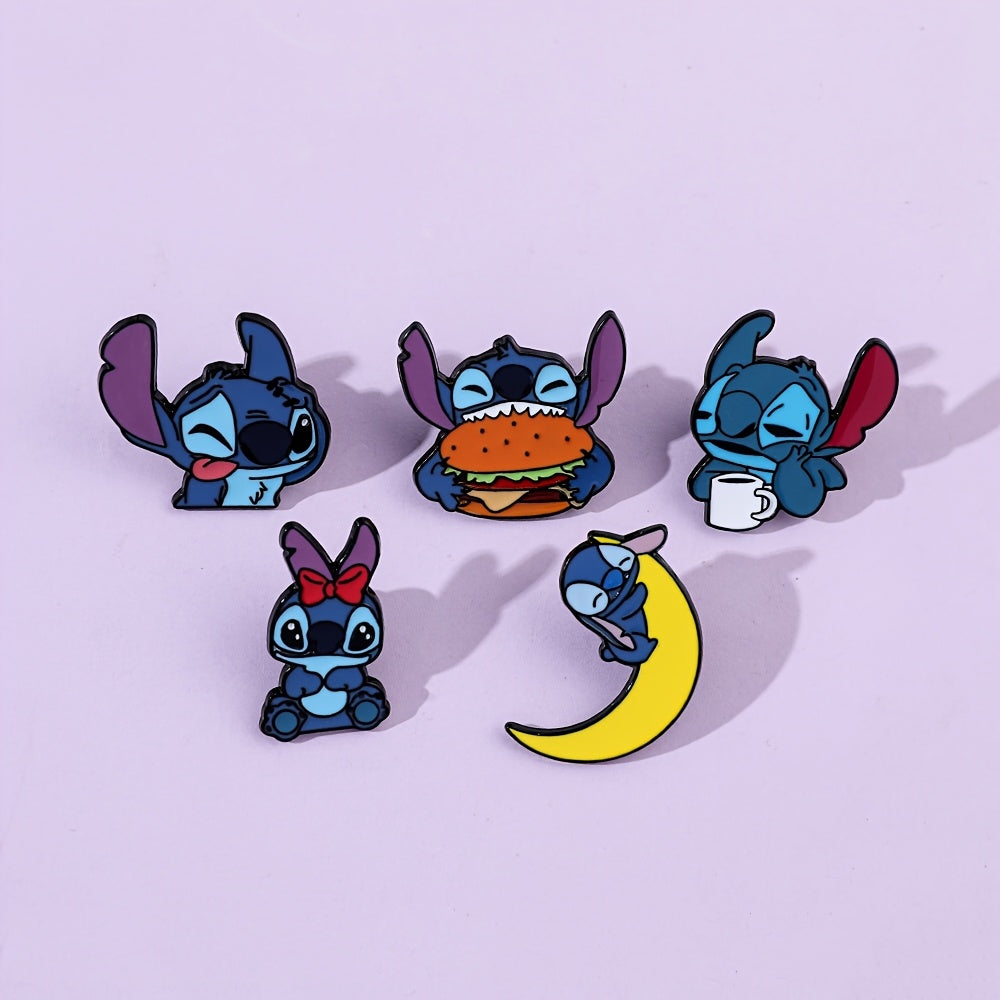 Set of 8 Cartoon Animal Enamel Pins for Backpacks and Clothing Cute Brooch Badges for Gifts