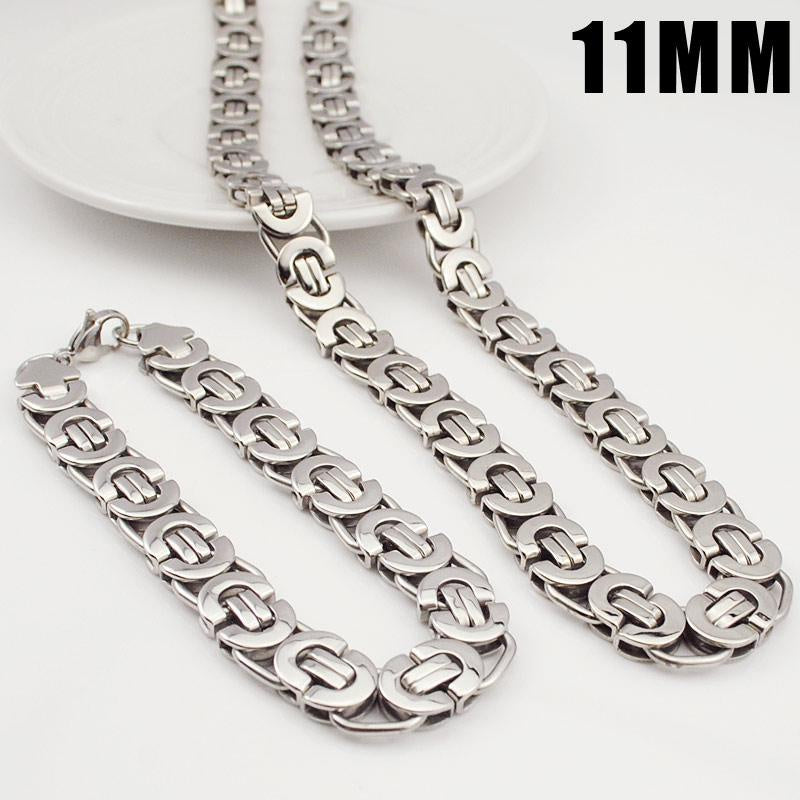 Модный египетский византийский плоский браслет и набор ожерелья, изготовленные из классической нержавеющей стали для мужчин.