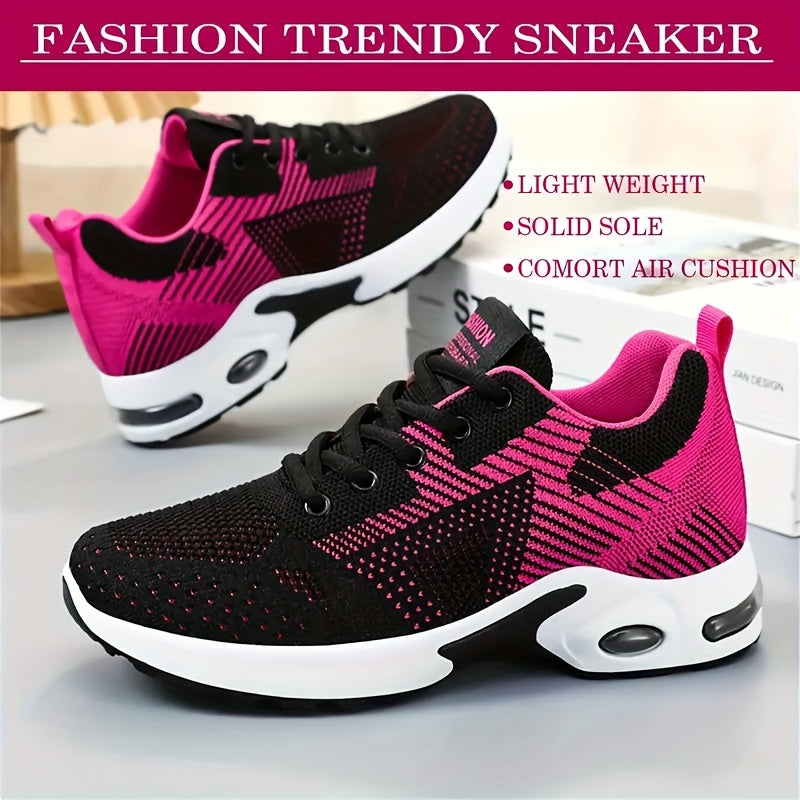 Zapatillas casuales de colorblock para mujer con cordones, ligeras, para caminar, talla grande