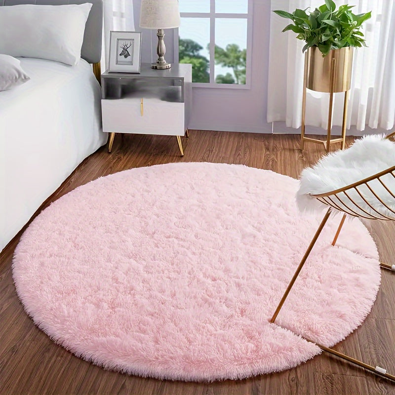Pink Shaggy Area Rug Soft Non-Slip Absorbent for Bedroom Living Room Play Area