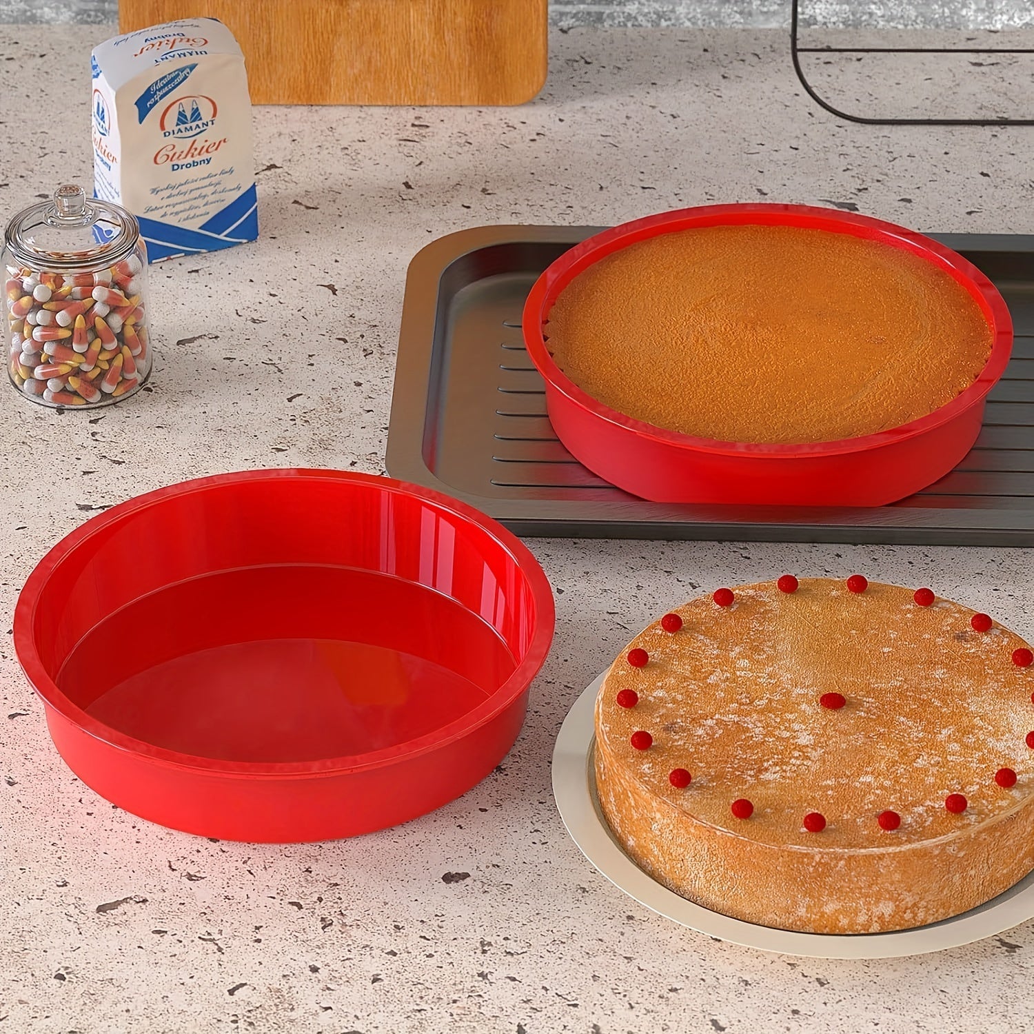 Two-Piece Silicone Round Cake Pans 20.32cm Nonstick Baking Set