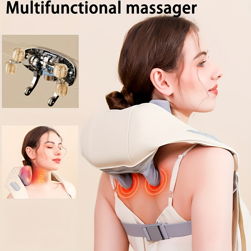Cordless Shiatsu Deep Tissue Massager with Heat and Auto-Off for Neck and Shoulders