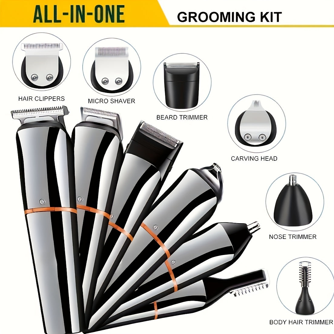 Электрический набор для стрижки волос с ЖК-дисплеем, USB-зарядкой, корпусом из ABS, съемной лезвием, литиевой батареей, профессионального качества для мужчин