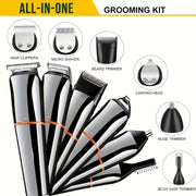 Set de cortapelos eléctrico con pantalla LCD, carga USB, cuerpo de ABS, cuchilla desmontable, batería de litio, de calidad de salón, para el cuidado masculino