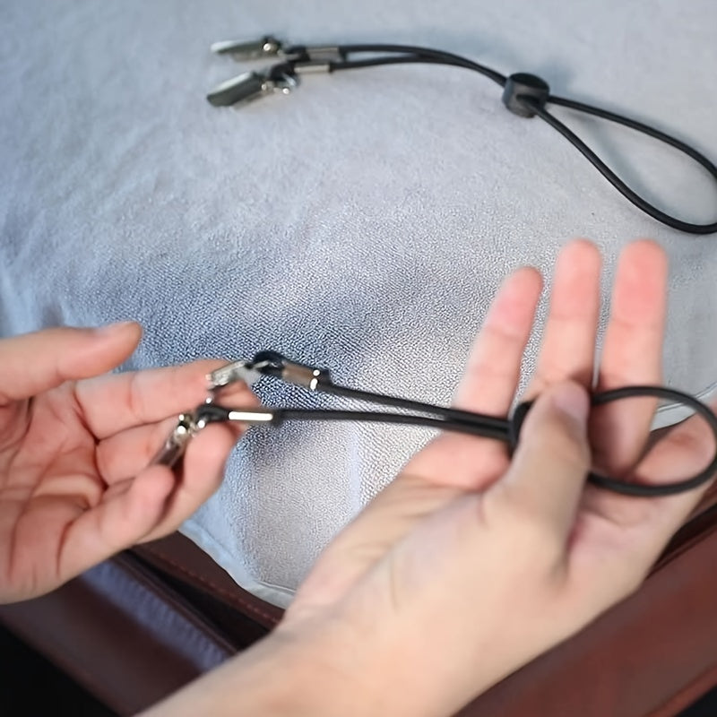 Multifunctional Bed Sheet Fastener with Elastic Cord and Adjustable Clips Non-Slip Grip for Sofa Mattress Car Seat Covers