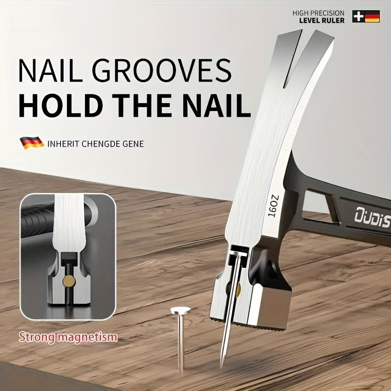 Professional yog'och ishlov berish tirnoq bolg'asi, integratsiyalashgan seysmik tutqichi, sirpanmaydigan ko'p funksiyali dizayn.