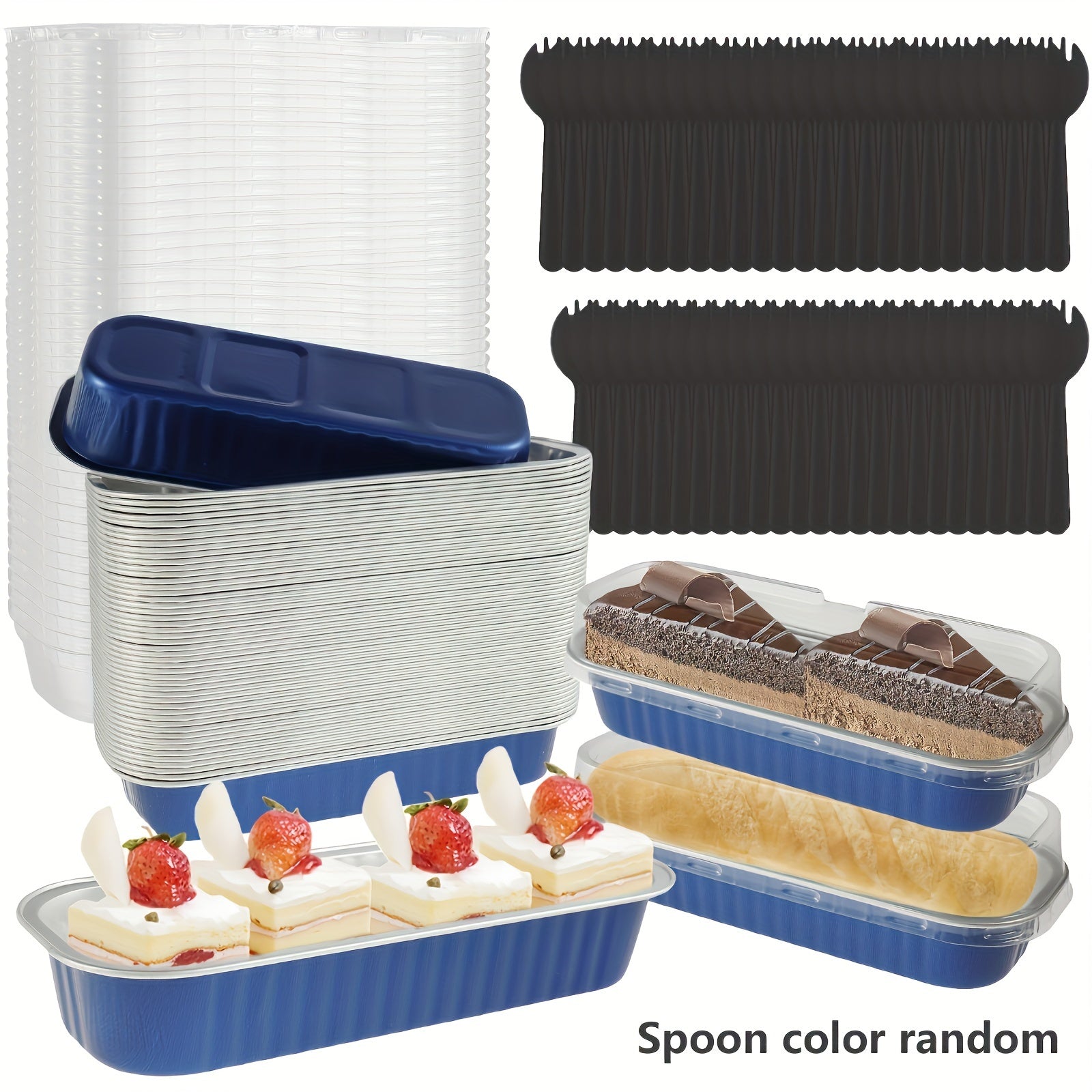 150 ta mini tort pishirish idishlari qopqoq va qoshiq bilan: bu yopishmaydigan folga pishirish idishlari har biri 200ml sig‘imga ega va qayta ishlatilishi mumkin. Uyda non yoki keks tayyorlash uchun mukammal.