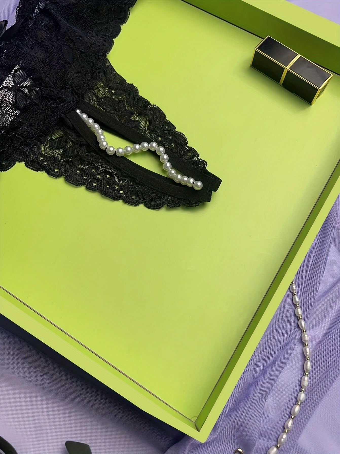 Panties tanga de perlas transparentes para mujer talla plus