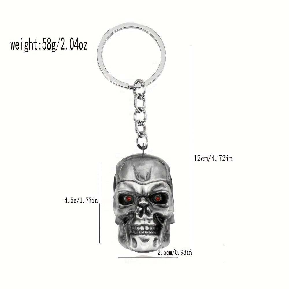 Red-Eyed Skull Keychain for Men Mini Zinc Alloy Car Keys Bag Gift
