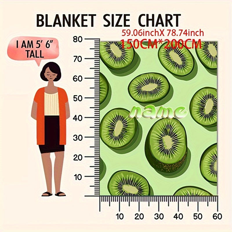 Customized Kiwi Fruit Patterned Flannel Throw Blanket Soft Warm Bedding for All Seasons