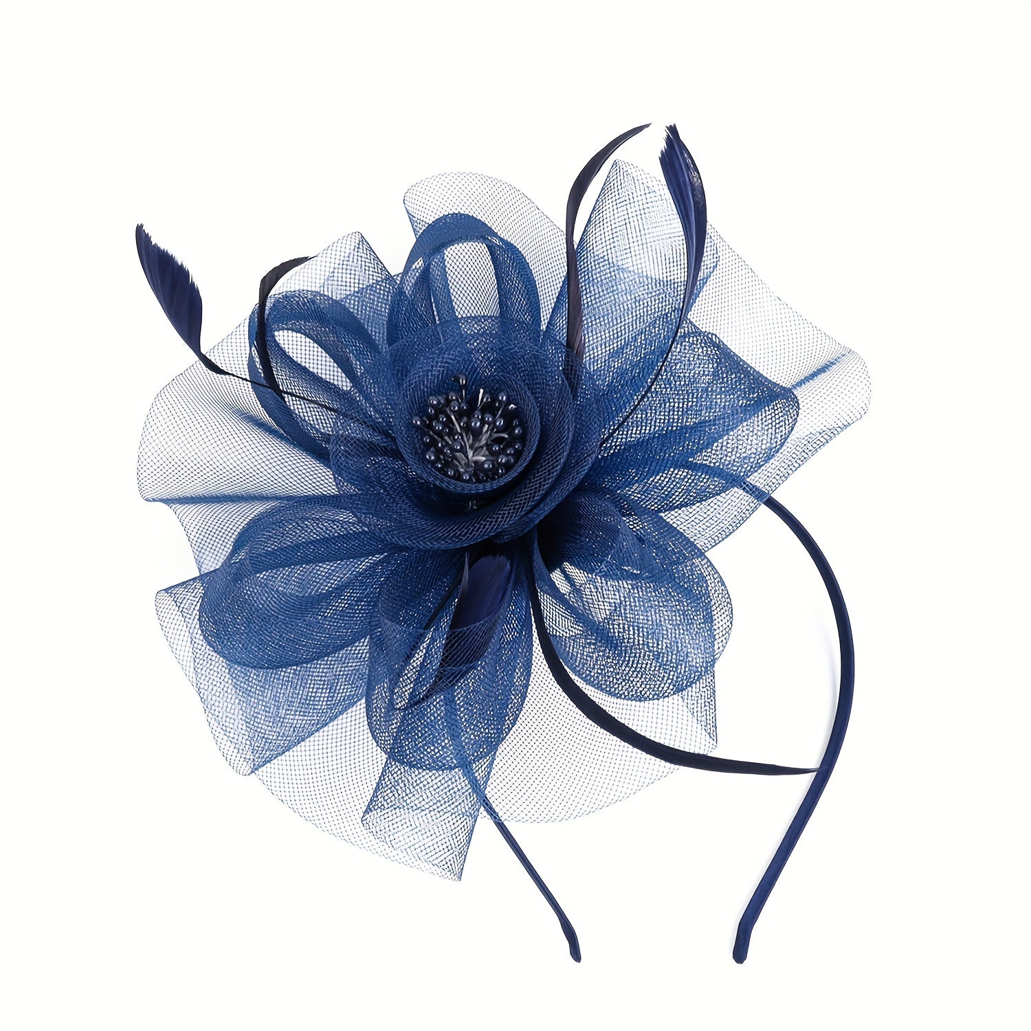 Faux Feather Flower Headband for Women Wedding Tea Party Fascinator Accessory