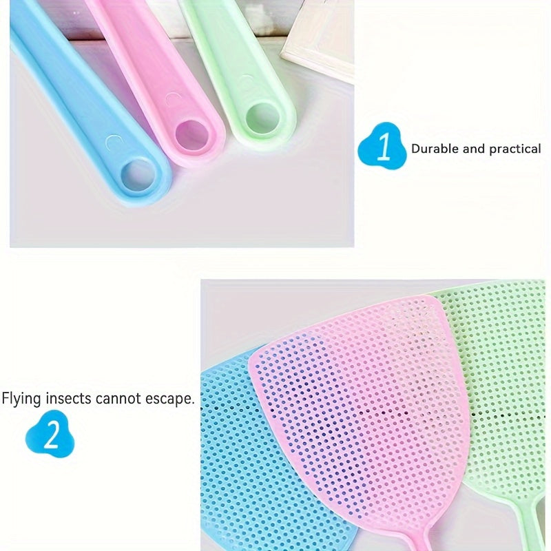 3 Pack Plastic Fly Swatters Long Handle Mosquito Pest Control Household Essentials
