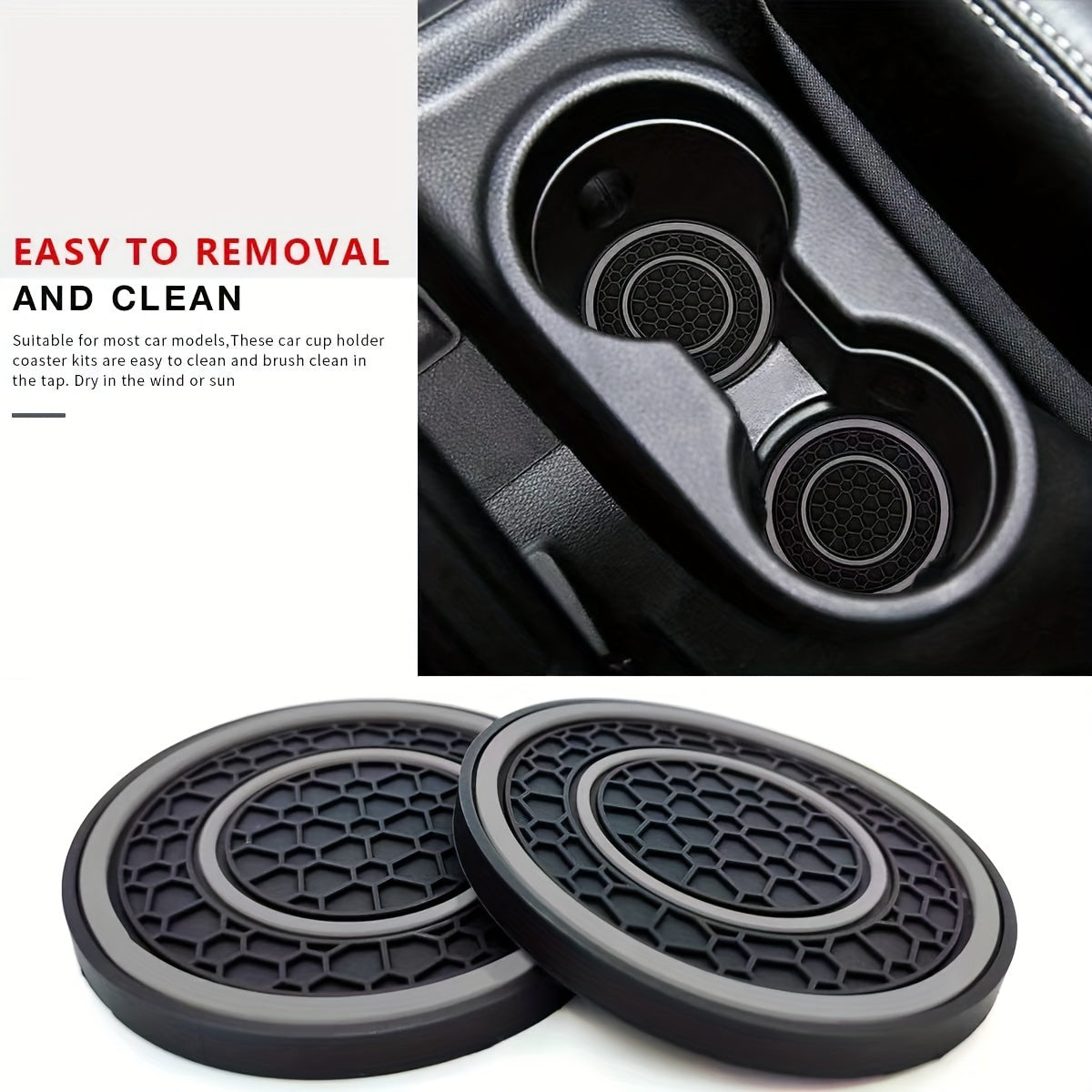 2 Pack Car Cup Holder Coasters Non-Slip Dustproof Interior Accessories