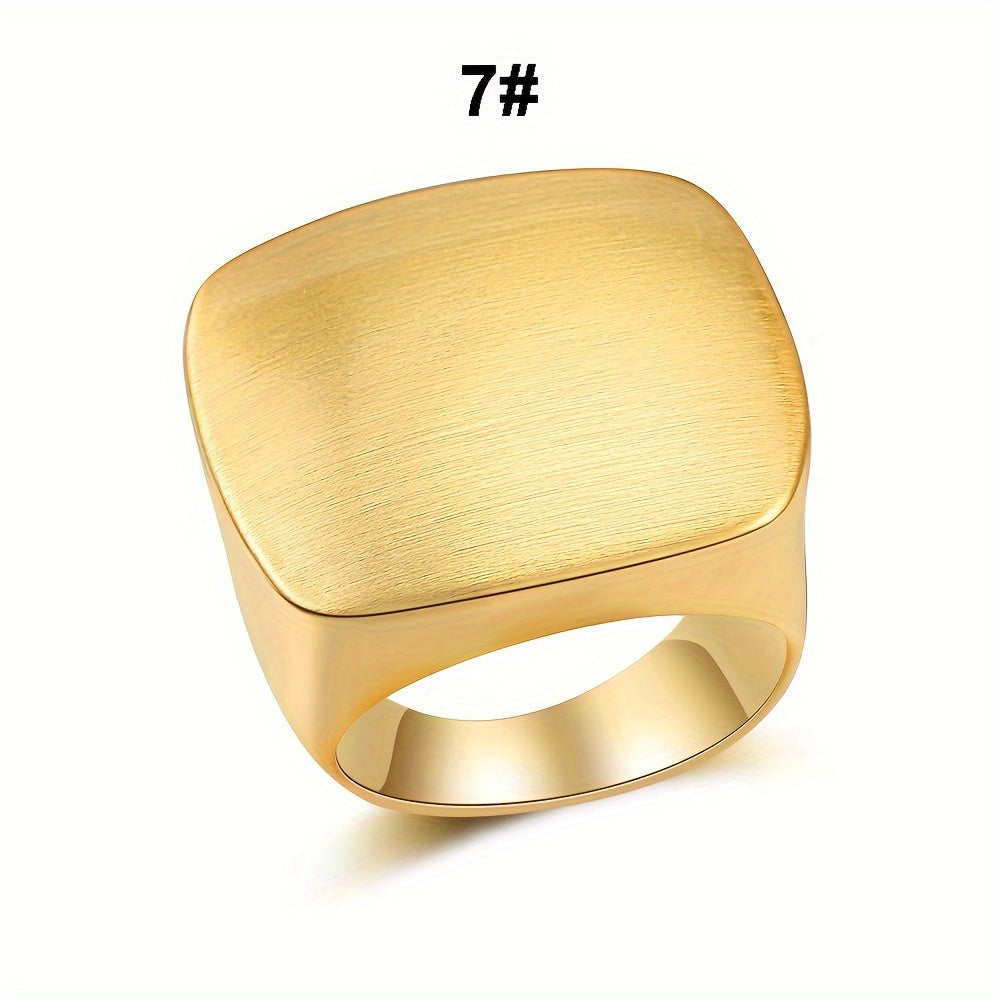 Women's Wide Metal Square Ring 18K Gold Plated for Christmas Valentine's Day