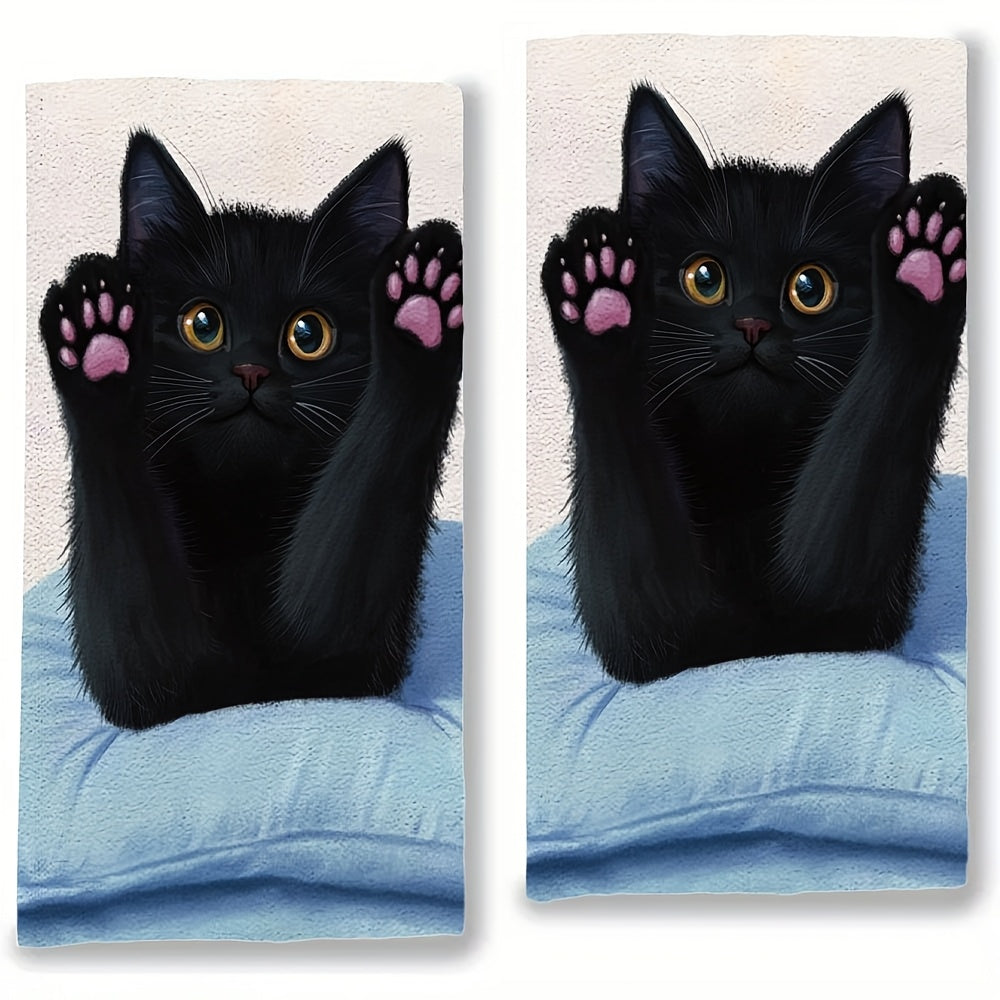 Black Cat Kitchen Towels Ultra-Soft Absorbent Dish Towels for Holiday Decor