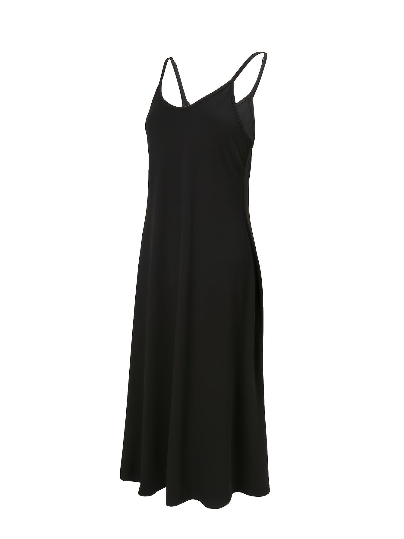 Платье для отдыха с V-образным вырезом и тонкими бретелями для полных женщин, из полиэстера, повседневное, для всех сезонов