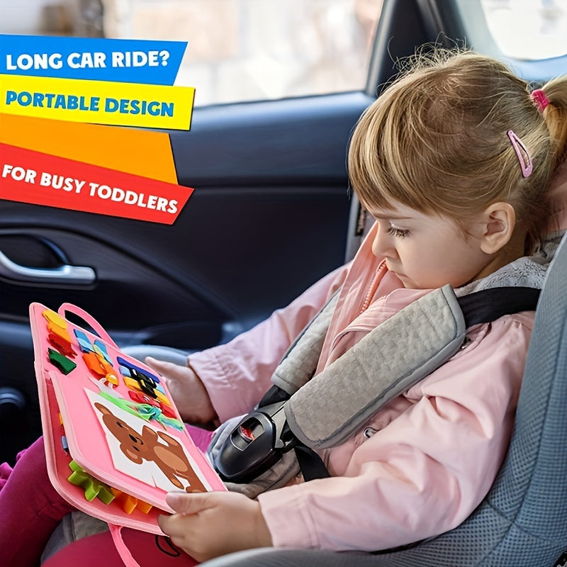 Bola uchun Interaktiv Ta'lim O'yinchoq Taxtasi - Ushbu Yagona Qavatli Faoliyat Kitobi bilan Ko'nikmalarni va Kognitiv Rivojlanishni Oshiring - Rang-barang Pushti/Moviyda Ideal Bayram Hediya