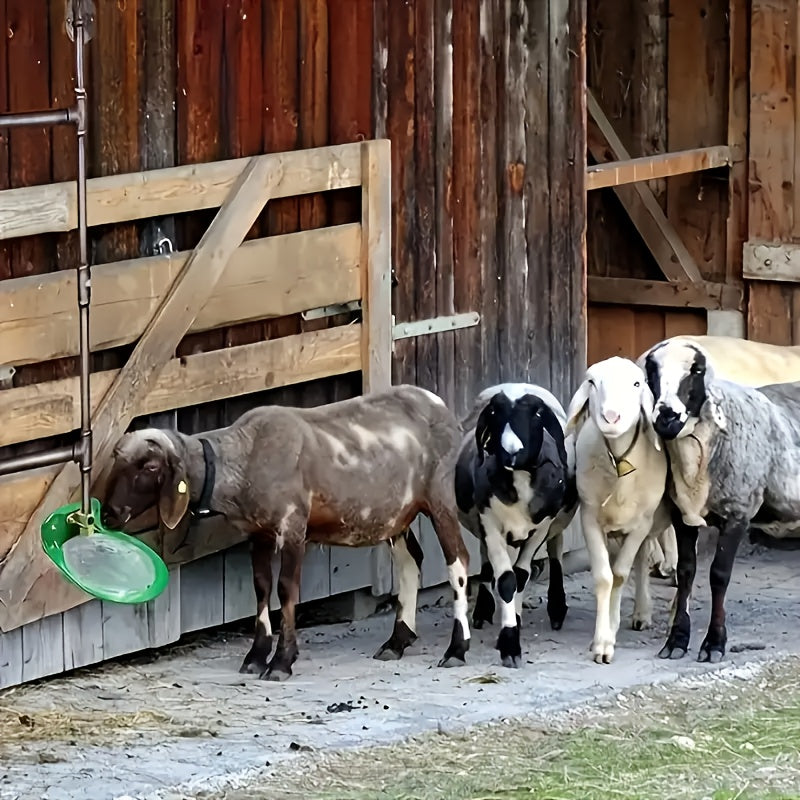 2-in-1 Livestock Feeder with Automatic Water Dispenser for Sheep and Goats Green Plastic