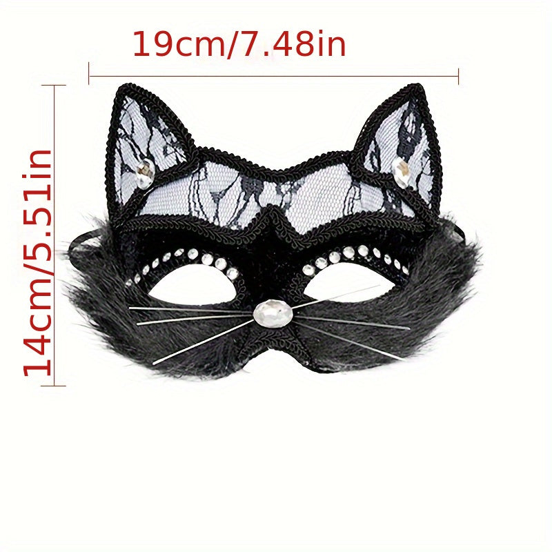 Exotic Animal Cat Mask PVC Embossed Non-Stretch Costume Face Covering for Halloween and Cosplay