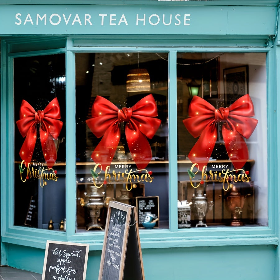 Christmas Bow Window Film Static Cling Decoration 12mil Thick Holiday Decal