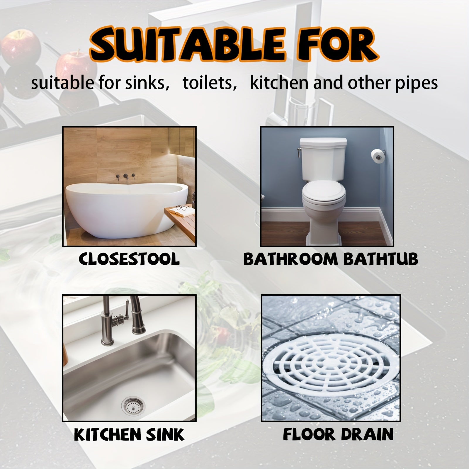 Tozalash, kanalizatsiya tozalash, hidni yo'q qilish uchun quvurlar uchun tozalash kukuni, 1 dona