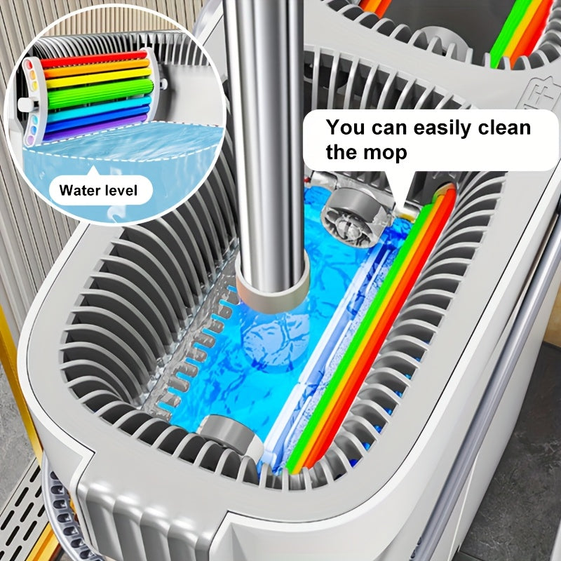 Ultimate Mop and Bucket Set with 2 Pads, Extendable Handle, Dual-Sided Scraper