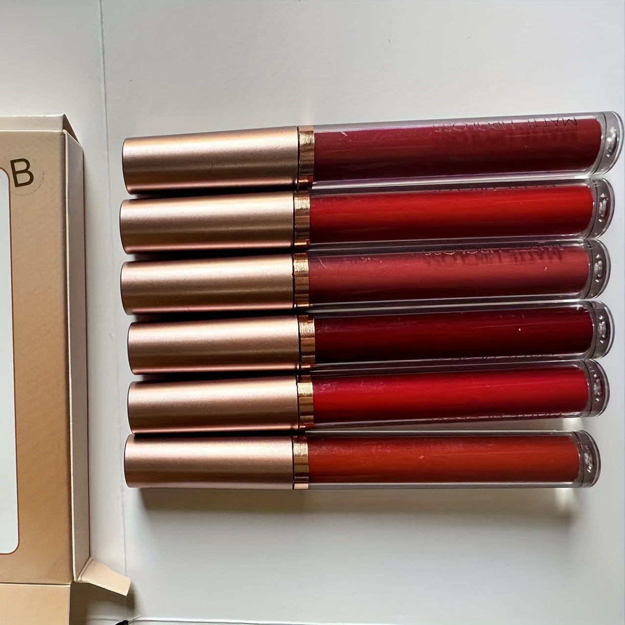 Women Matte Lip Gloss Set Red Pink 6pcs Waterproof Long-lasting