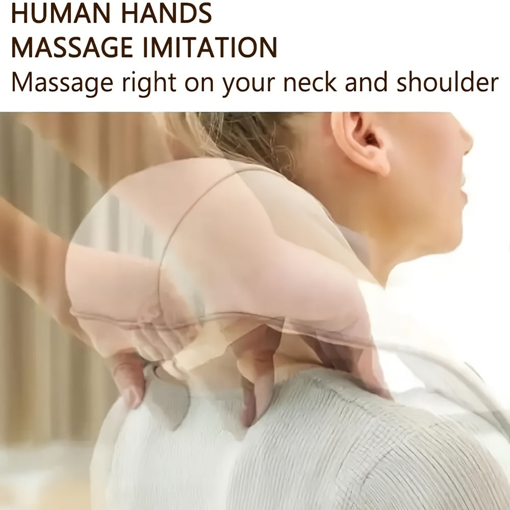 Wireless Heated Neck Shoulder Massager with Deep Tissue Kneading USB Rechargeable