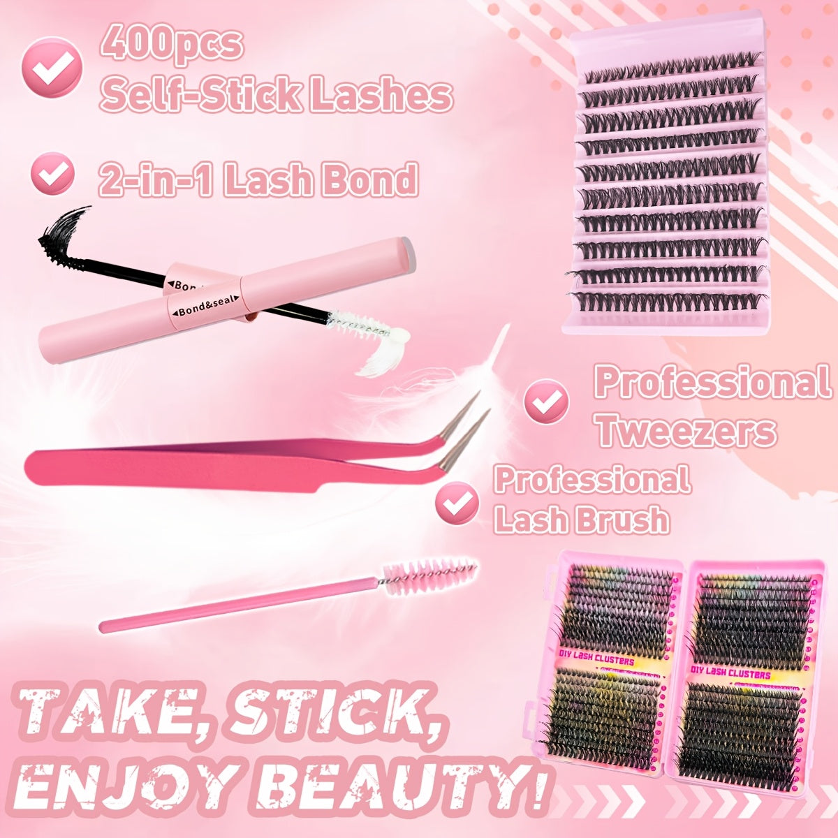 DIY Lash Extension Kit with D Curl Individual Lashes and Clusters for Fuller Longer Eyelashes