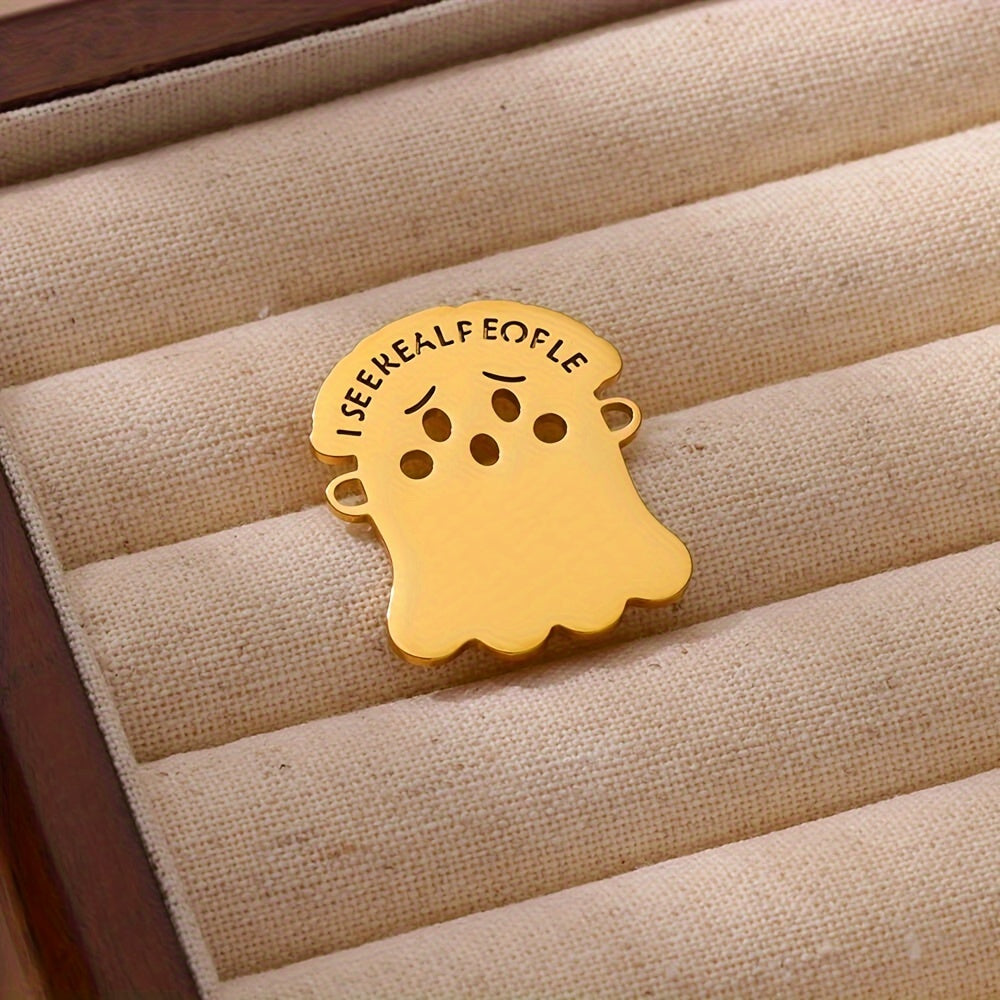 Pin de esmalte gótico personalizado de fantasma en acero inoxidable, regalo para Halloween y Día de los Muertos