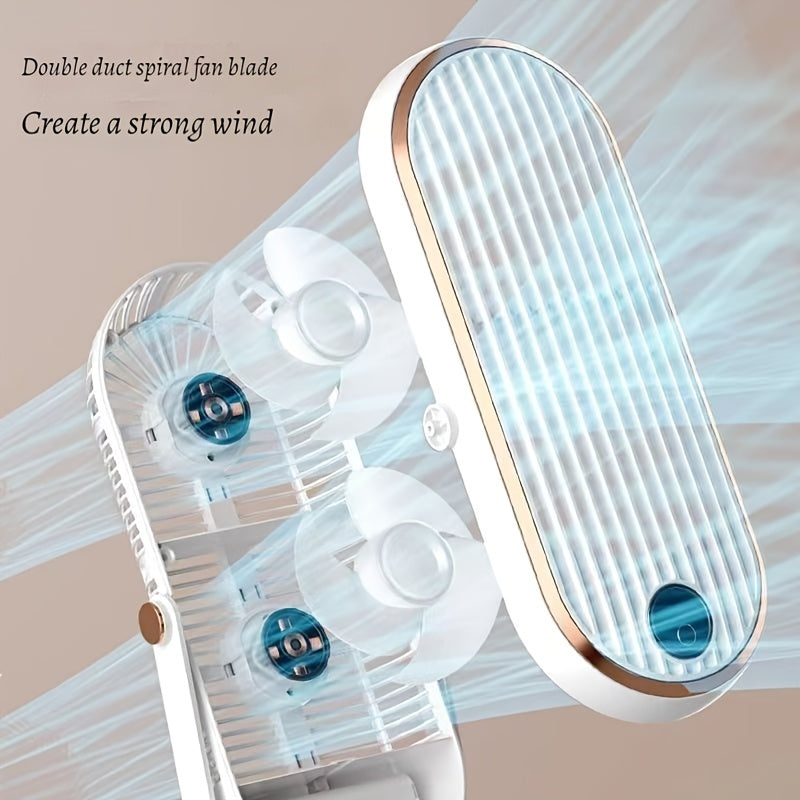 Портативный тихий вентилятор JKUOO с LED-дисплеем - высокоскоростной беспроводной перезаряжаемый вентилятор USB для офисных столов, колясок, школы и кемпинга на открытом воздухе. Черный с белыми акцентами, кемпинговый вентилятор