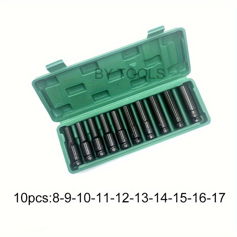 10 Pack Deep Drive Impact Wrench Socket Set 8-17mm Carbon Steel Auto Repair