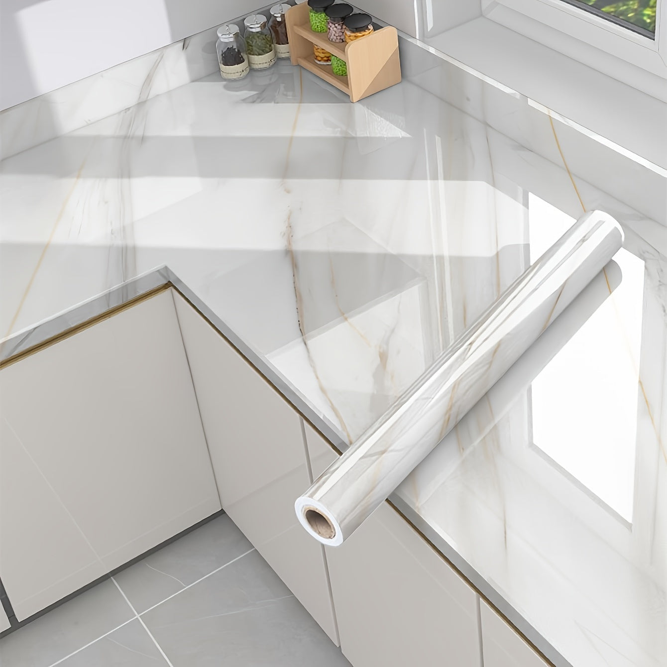 Self-Adhesive Waterproof Marble Wall Stickers for Kitchen Bathroom Renovation