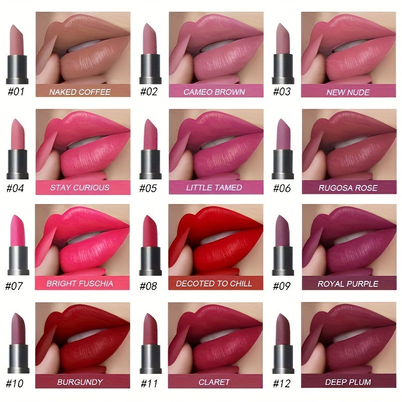 Женский водостойкий набор помад 6 шт., 12 цветов, стойкие, не растекаются, кашемировое покрытие