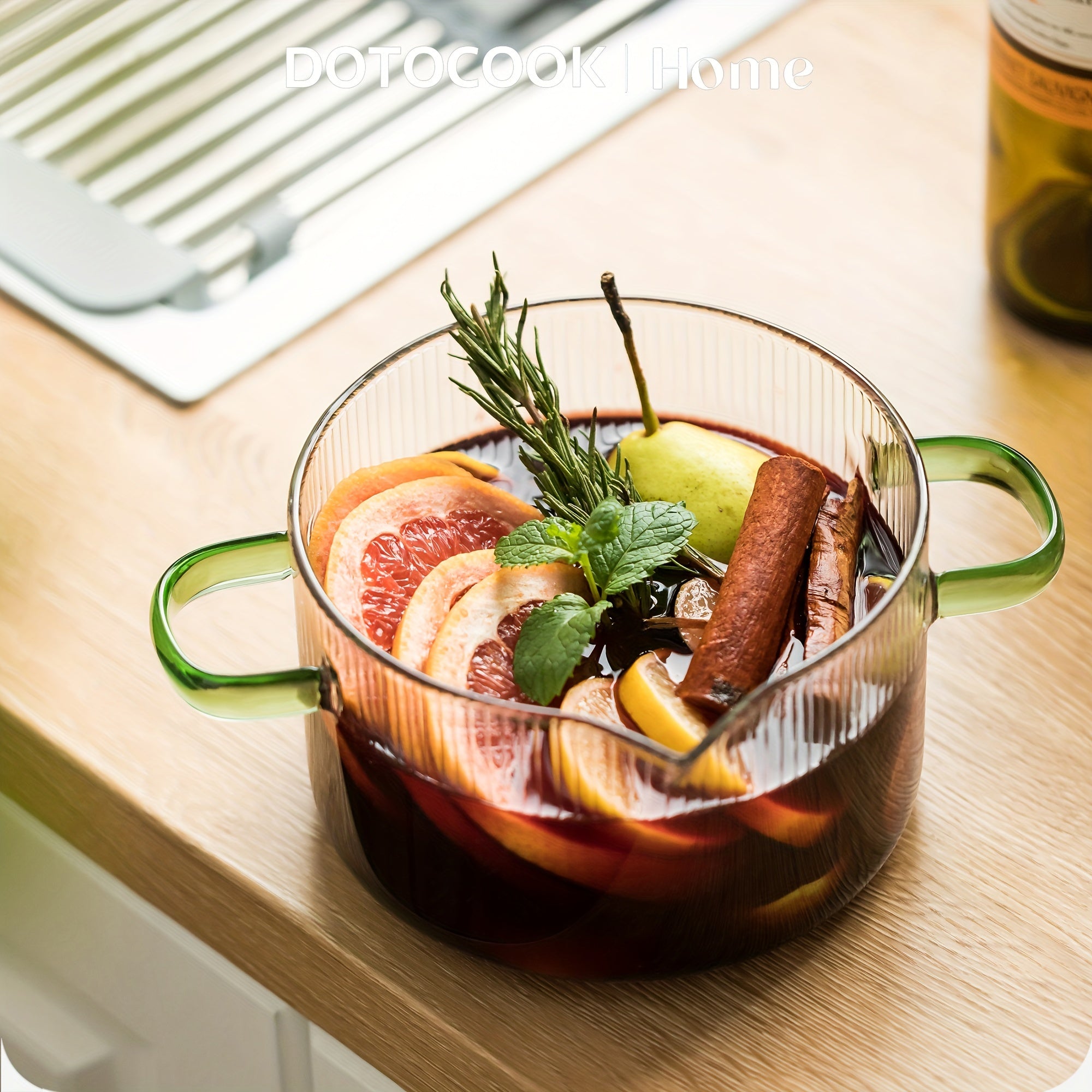 Set of 2 Glass Cooking Pots with Lids 1.8L & 2.3L Dishwasher Safe Sauce Pans for Soup Pasta