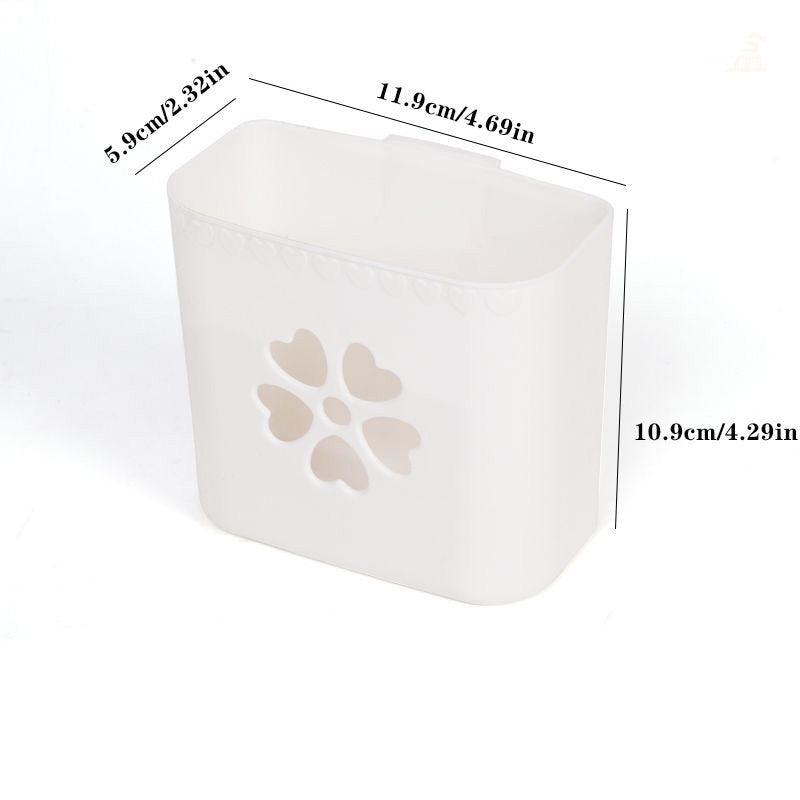 Punch-Free Wall Storage Rack Rectangular Plastic Organizer for Kitchen Bathroom Bedroom