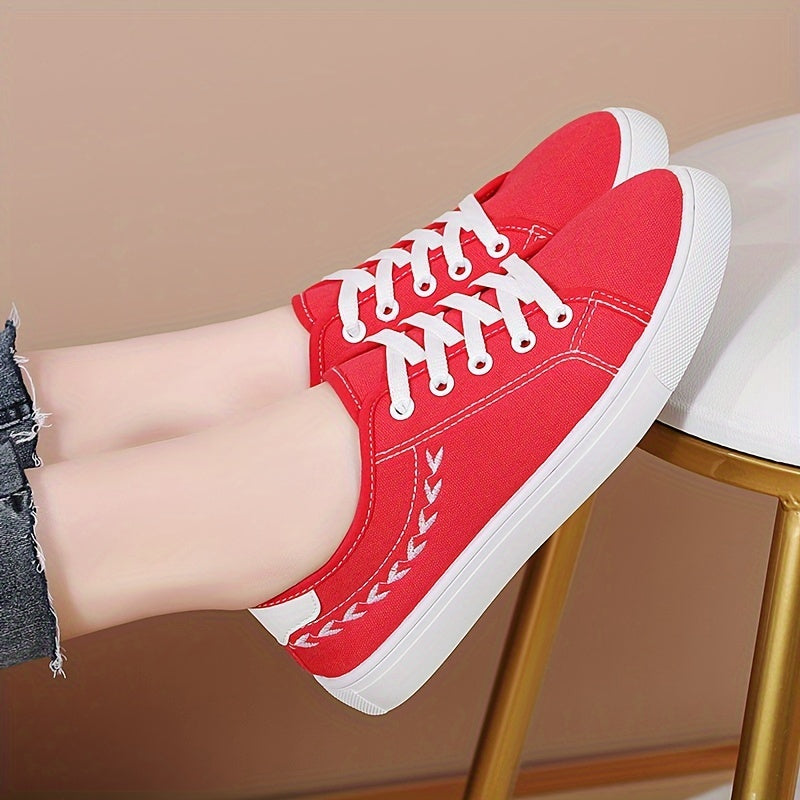 Women's Casual White Canvas Shoes Fashion Low-Top Breathable Footwear