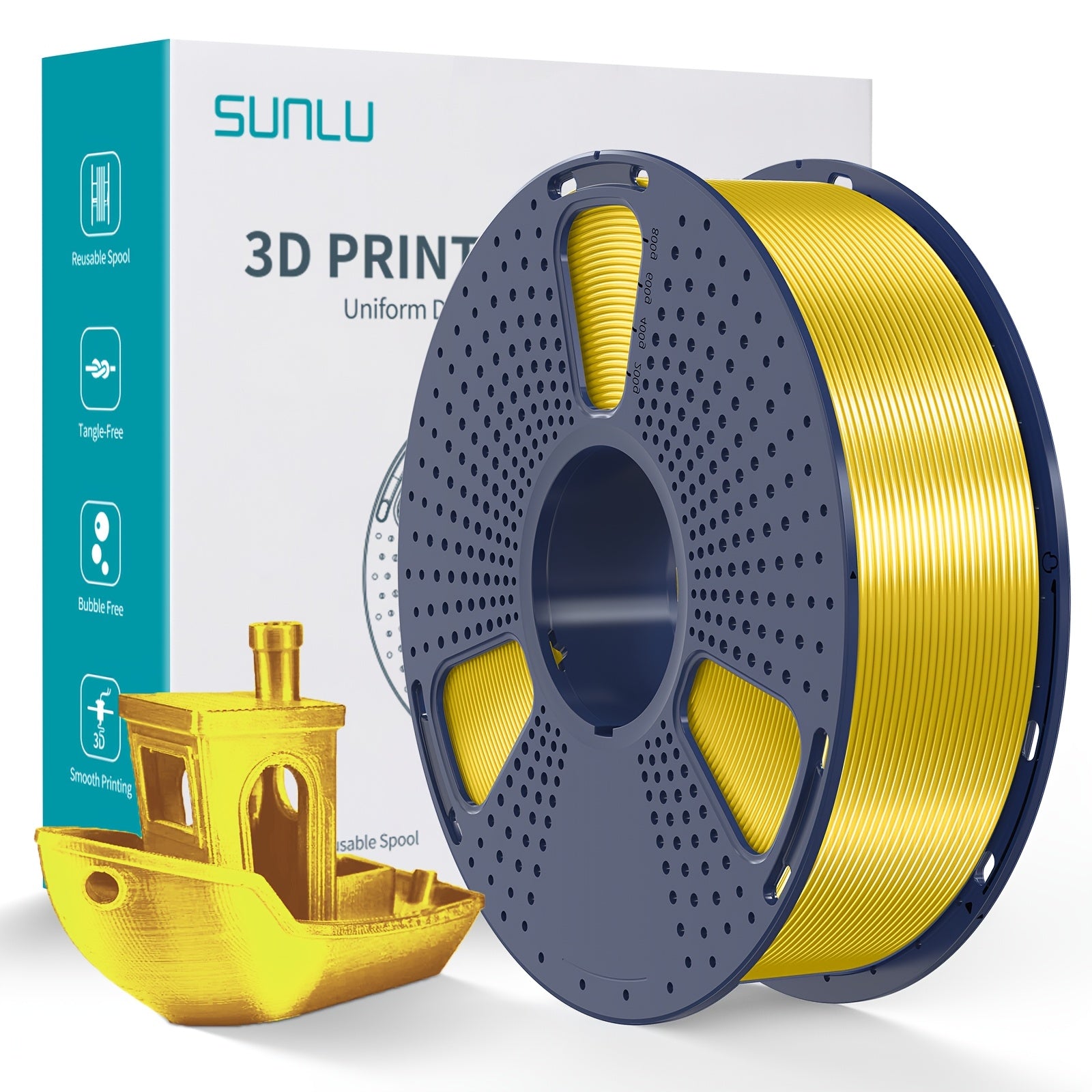 1kg Shiny PLA 3D Printer Filament 1.75mm Light Golden Silk Surface