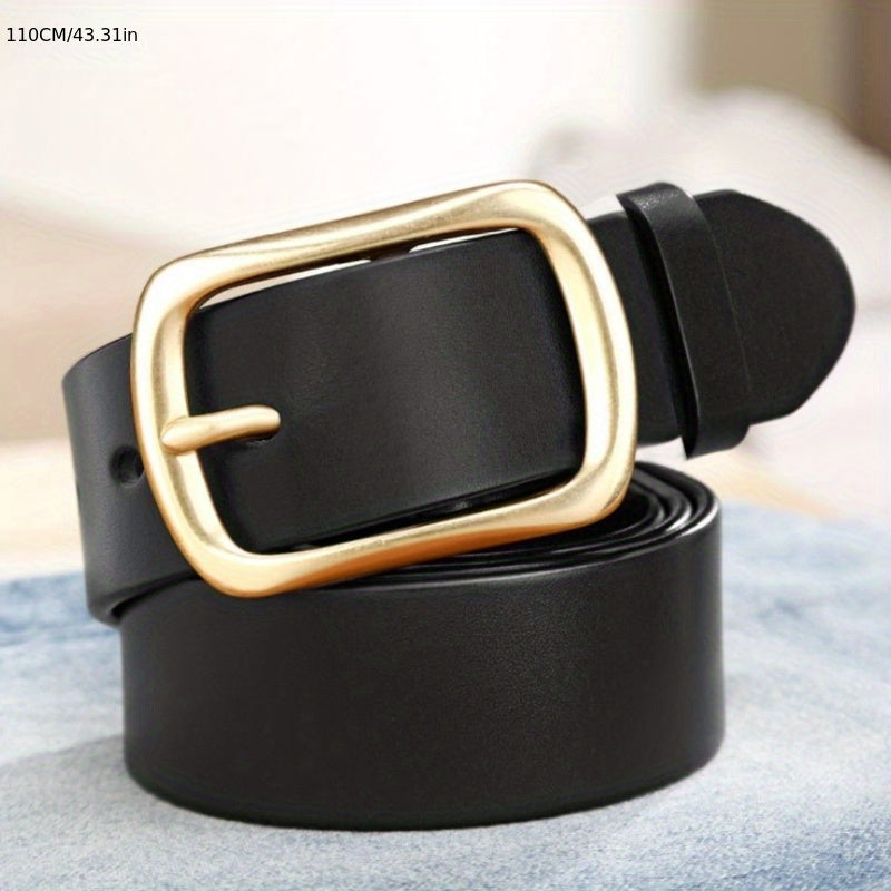 Men's Dark Brown PU Leather Retro Buckle Belt for Casual Business Jeans