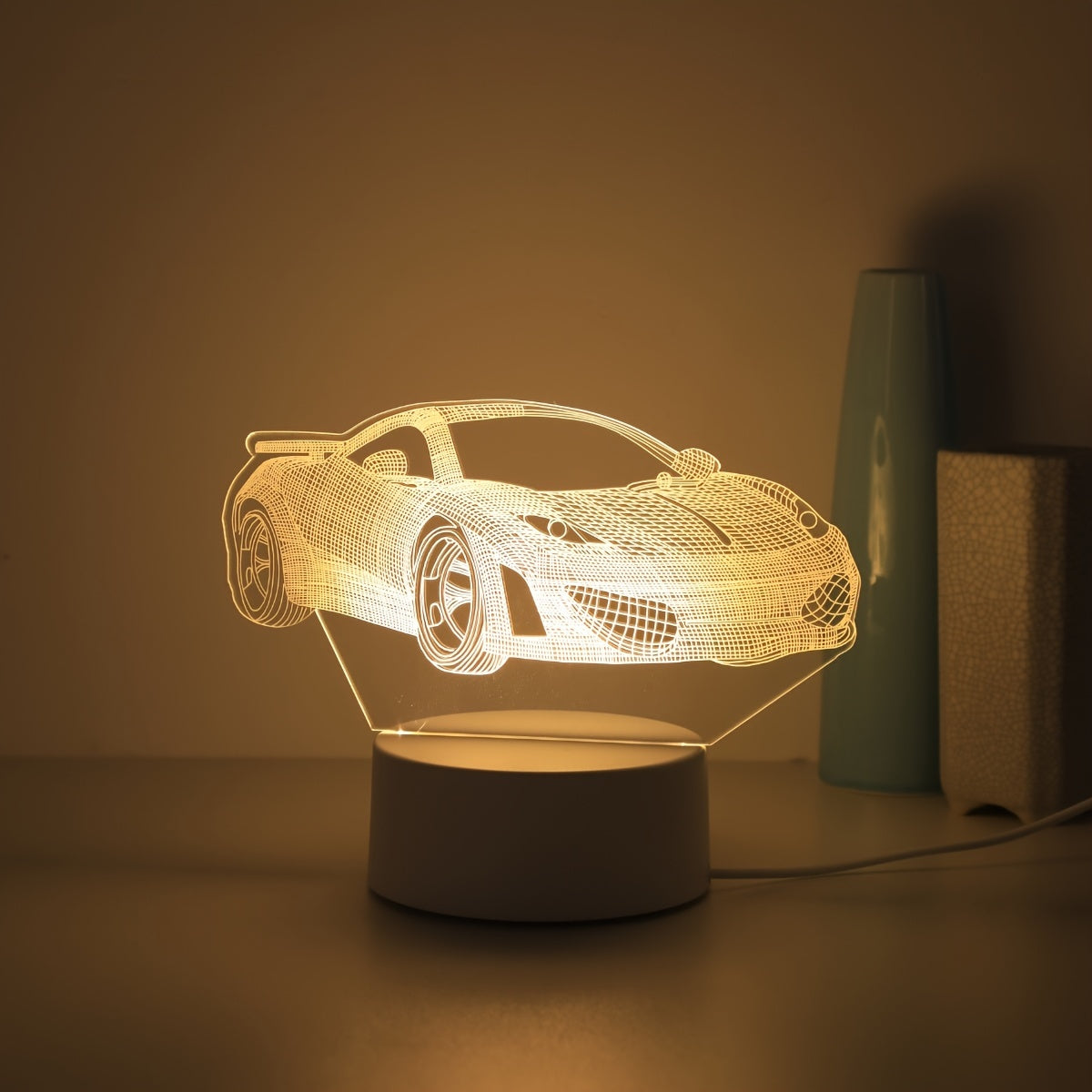 3D Sports Car Night Light USB Powered No Batteries Needed for Kids Bedroom Gift