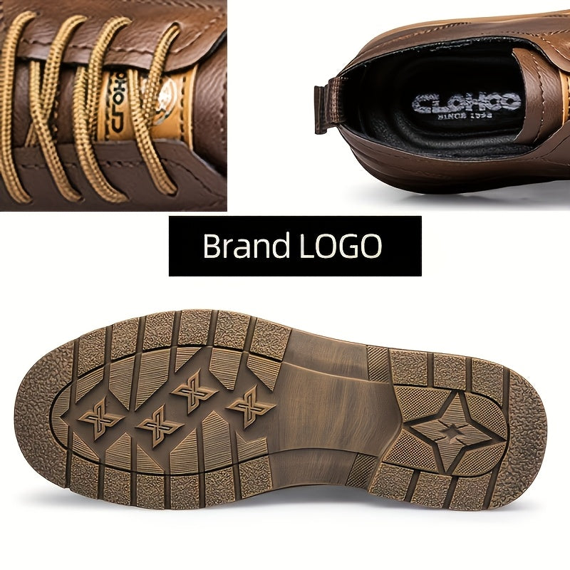Men's Vintage Style Lace-up Dress Shoes with Breathable Synthetic Leather and Rubber Sole