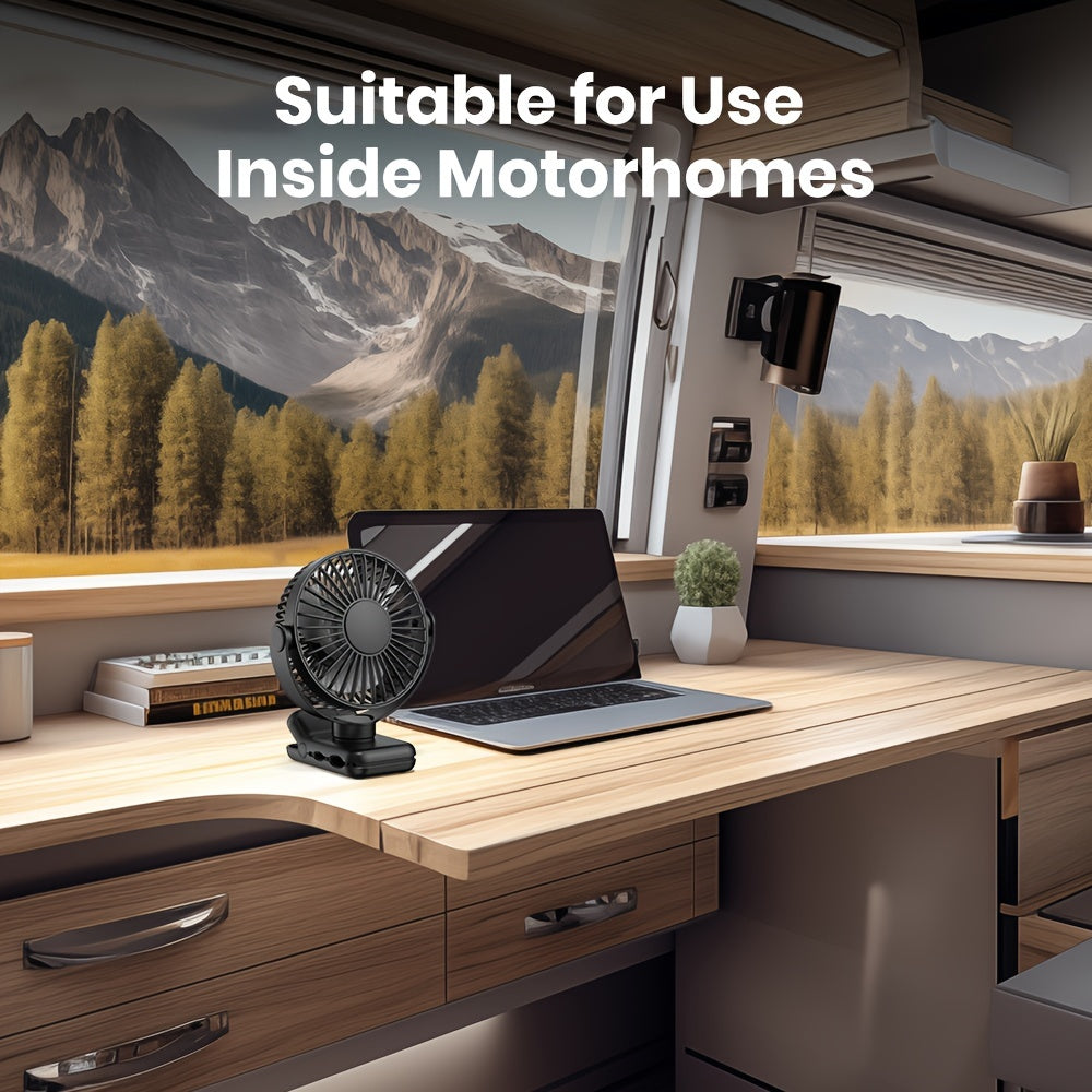 USB Clip Desk Fan with Brushless Motor Whisper-Quiet Strong Clamp Stylish Compact