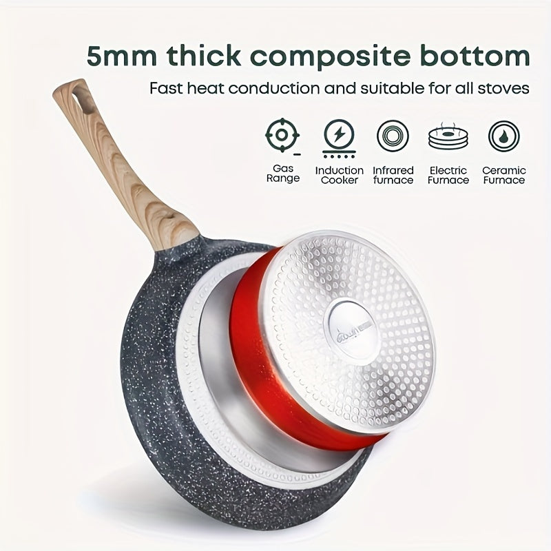 Non-Stick Cookware Set 4-Piece Maifan Stone Coating Frying Pan Wok Pots