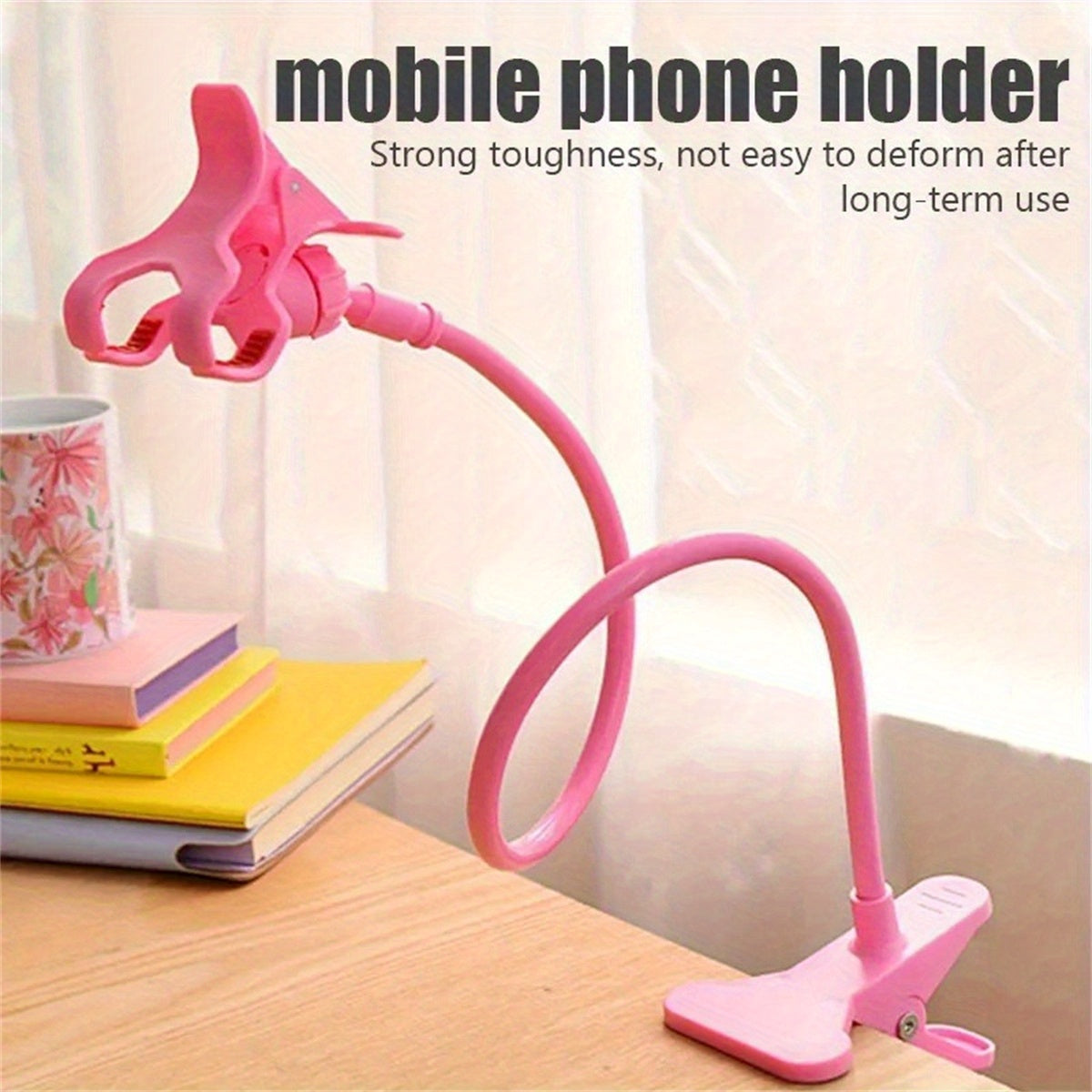 Multifunctional Mobile Phone Holder with Adjustable Clip for Bedside or Desktop Use