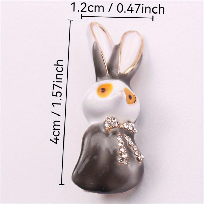 Rabbit Brooch with Rhinestones, Elegant Jewelry Accessory for Bags and Hats