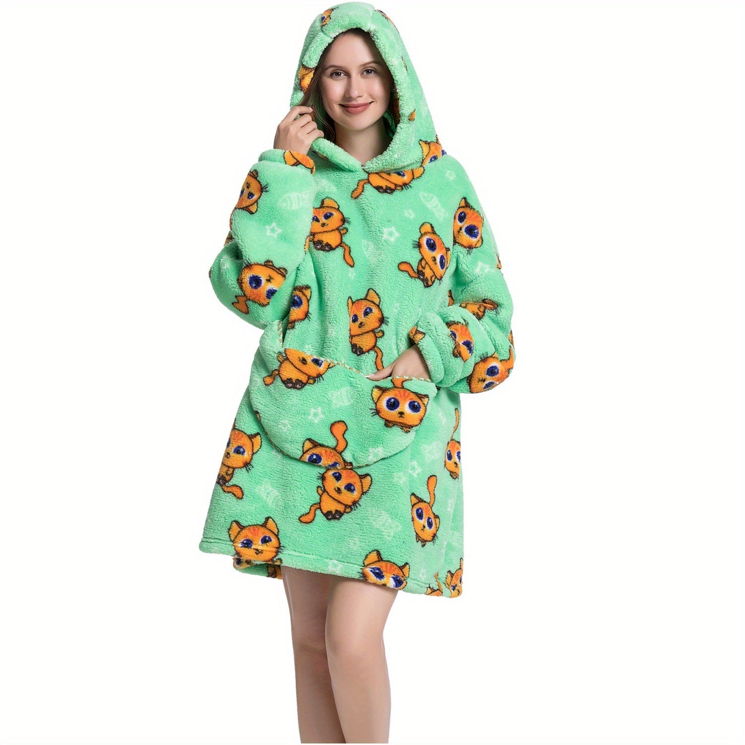 Oversized Sherpa Fleece Blanket Hoodie for Women Men Adults Ultra Soft Warm Wearable Sweatshirt Blanket