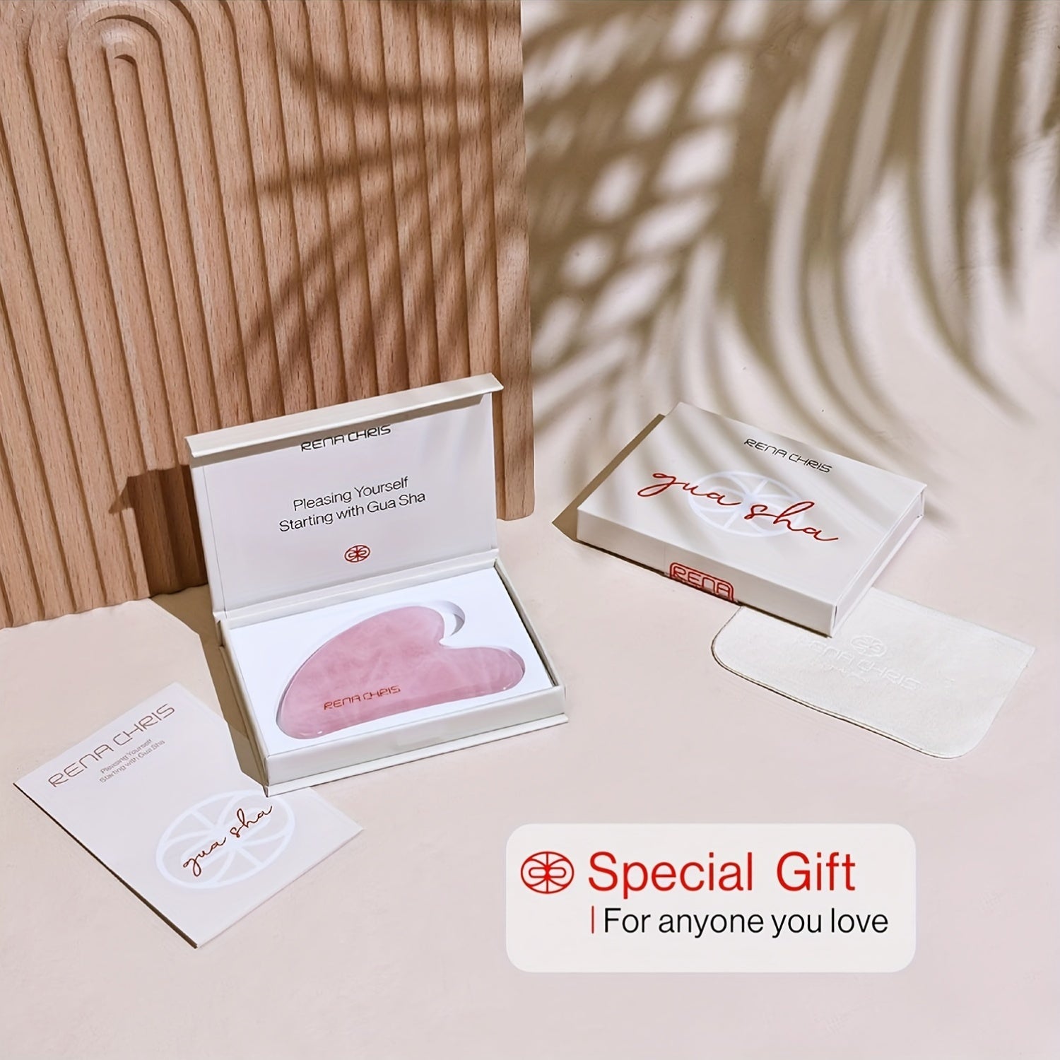 Natural Rose Quartz Gua Sha Facial Massage Tool for Skincare and Self-Care