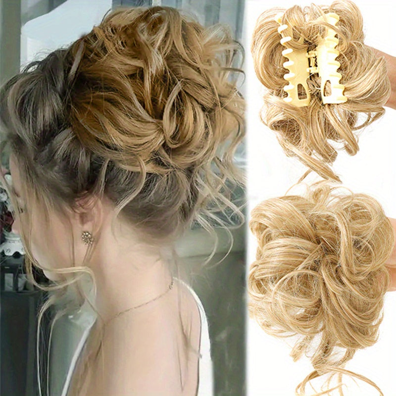 Women's Synthetic Hair Bun Claw Clip for Updos and Styling